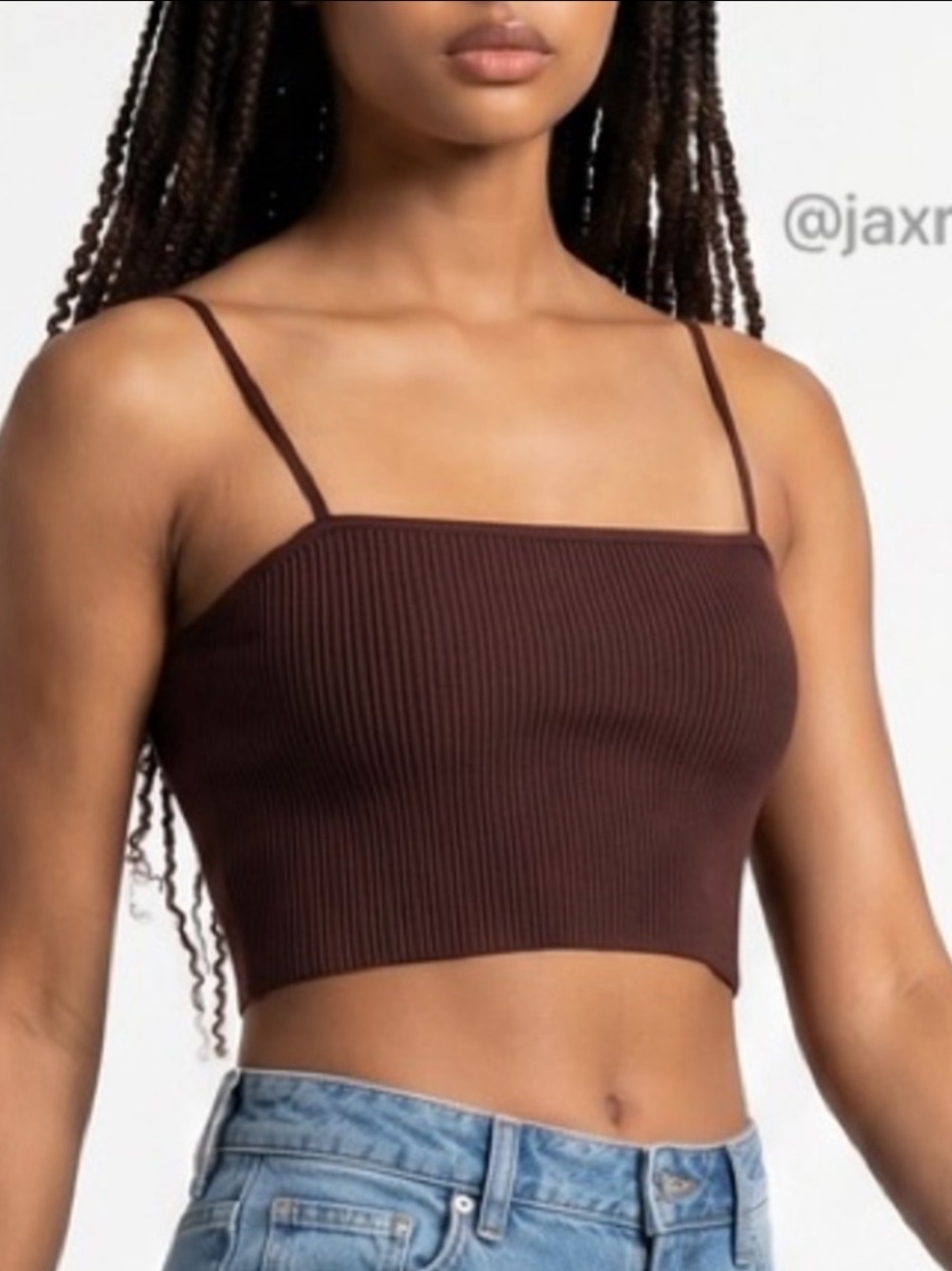 Aritzia Babaton Sculpt Knit Cami Cropped Tank Top Chocolate Brown Size Small